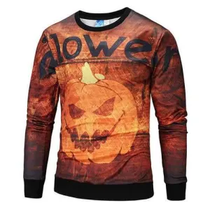 Mens Halloween Funny 3D Printing T-shirt