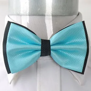 Men's Sky Blue Plaid Silk Pre-Tied Bow Tie