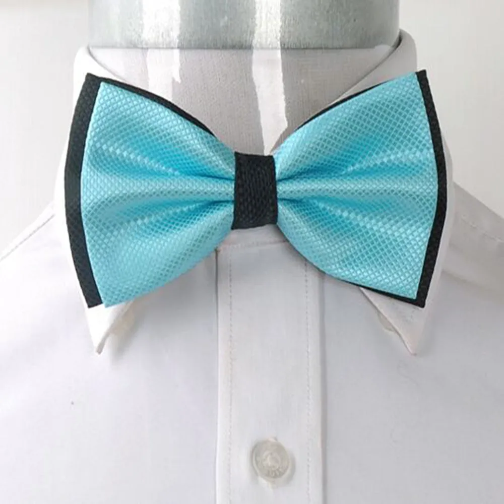 Men's Sky Blue Plaid Silk Pre-Tied Bow Tie