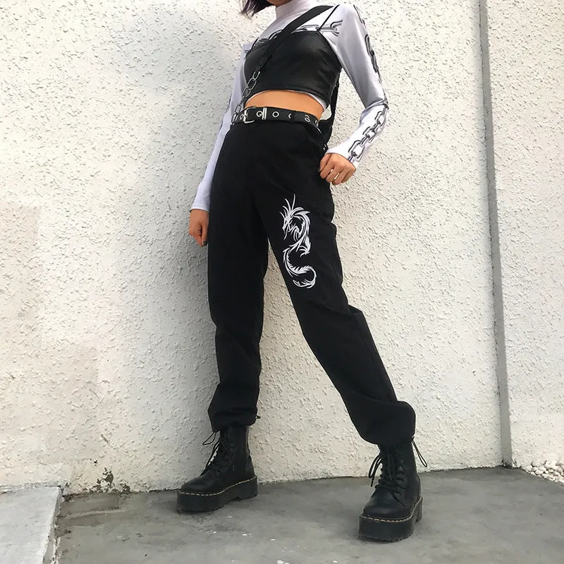 [@merymilkgore] "BLACK EMBROIDERED DRAGON" CASUAL PANTS K081002REVIEW