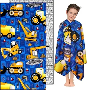 Microfiber Beach Towel – Excavator Quick Dry Lightweight Sand Free Oversized Towel Accessories Travel Must Have Swim Pool Yoga Camping Gear Summer Cruise Ship Essentials Cloud Compact Gift 63" 32"