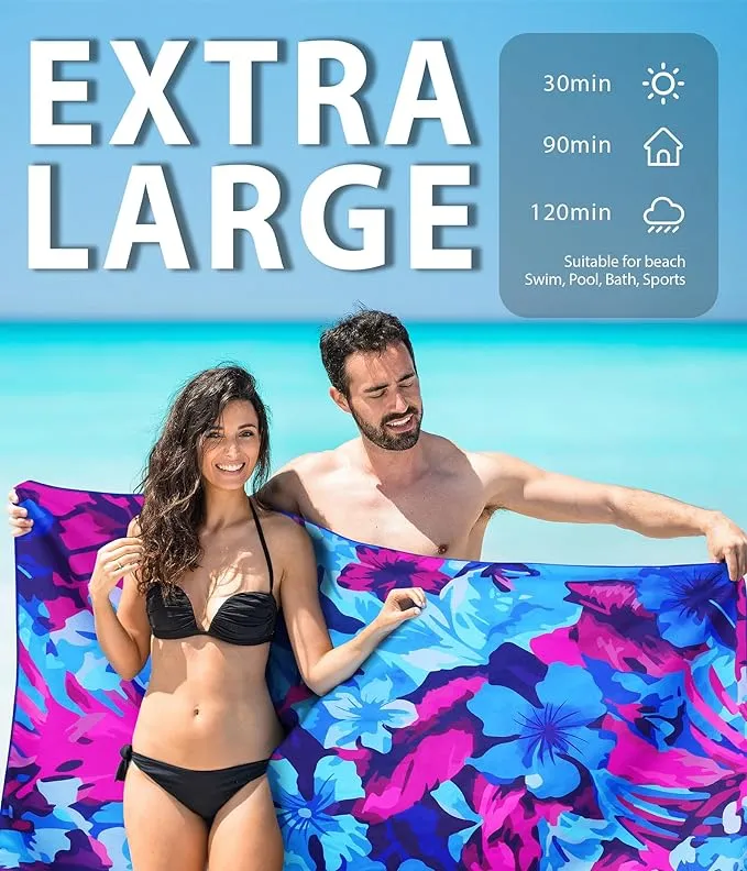 Microfiber Beach Towel – Spring Quick Dry Lightweight Sand Free Oversized Towel Accessories Travel Must Have Swim Pool Yoga Camping Gear Summer Cruise Ship Essentials Cloud Compact Gift 71" 32"