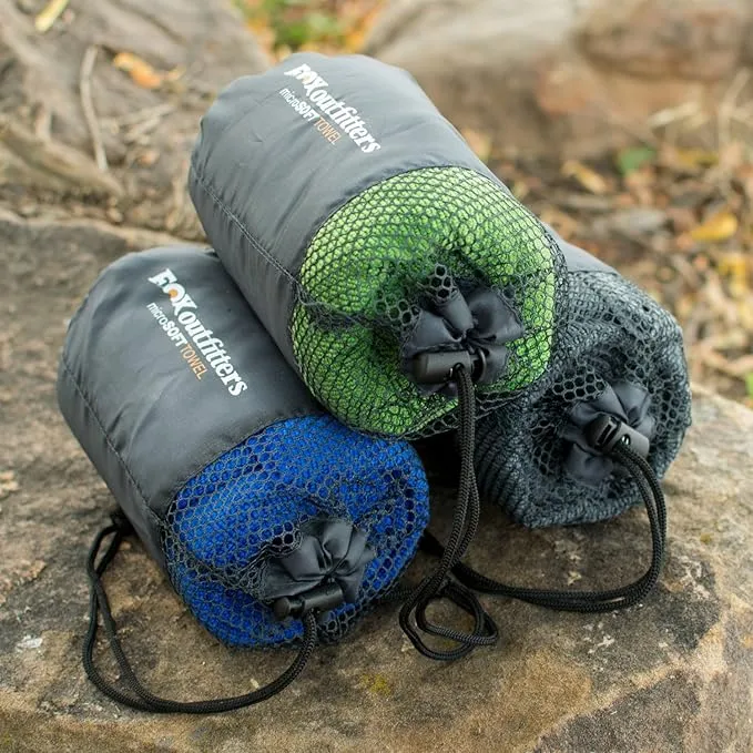 Microsoft Towel - Ultra Compact Soft Dry Microfiber Camping & Travel Towel with Hang Loop Snap. Lightweight & Great for Backpacking, Hiking, Sports. (Blue, Small)