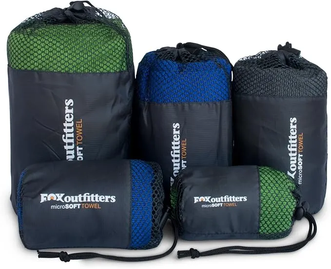 Microsoft Towel - Ultra Compact Soft Dry Microfiber Camping & Travel Towel with Hang Loop Snap. Lightweight & Great for Backpacking, Hiking, Sports. (Blue, Small)