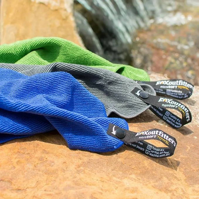 Microsoft Towel - Ultra Compact Soft Dry Microfiber Camping & Travel Towel with Hang Loop Snap. Lightweight & Great for Backpacking, Hiking, Sports. (Blue, Small)
