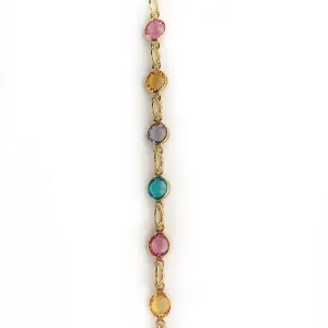 Mini Multi-Color Crystals in Gold Chain by the Inch (#971)