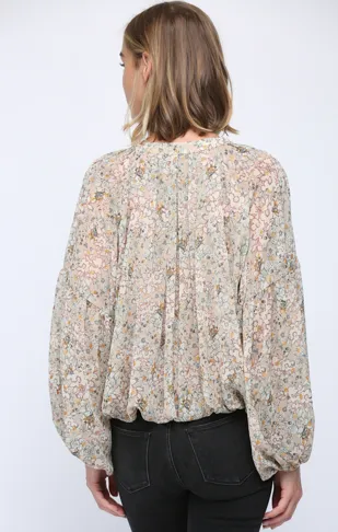 Mixed Floral Print Crop Blouse