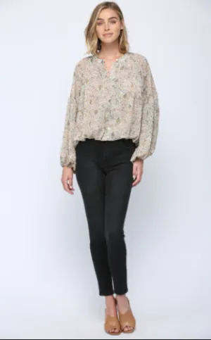 Mixed Floral Print Crop Blouse