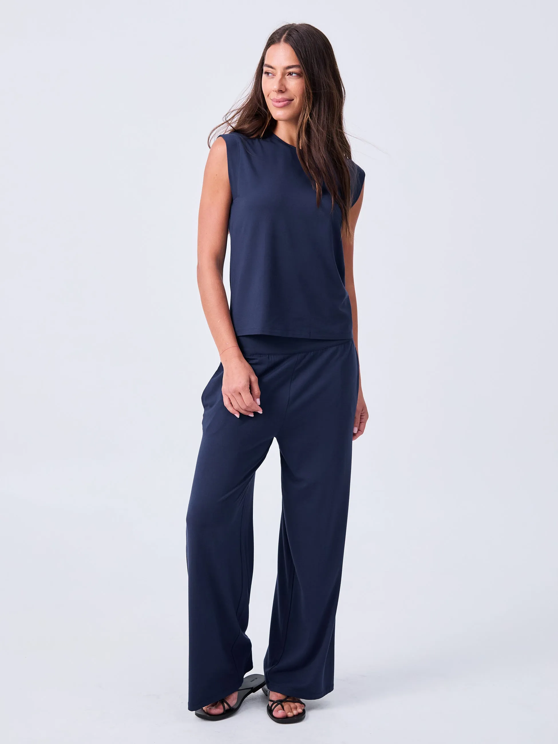 Modal Cap Sleeve Tee - Navy