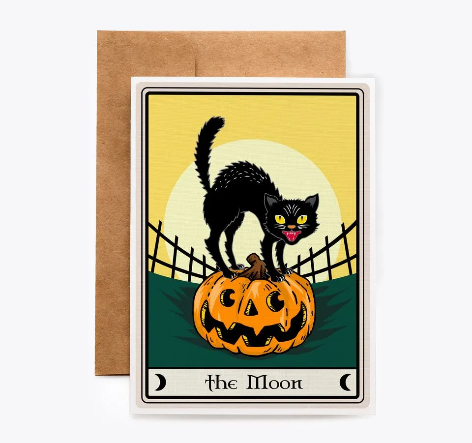 Moon Black Cat Tarot Card