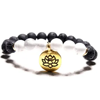 MOON GIRL 7 Styles Lotus Lava Stone Chakra Men Bracelet Vintage Boho Yoga Meditation Charm Bracelets for Women Drop Shipping