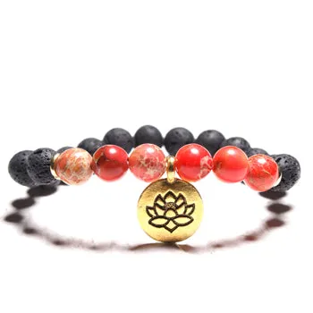 MOON GIRL 7 Styles Lotus Lava Stone Chakra Men Bracelet Vintage Boho Yoga Meditation Charm Bracelets for Women Drop Shipping