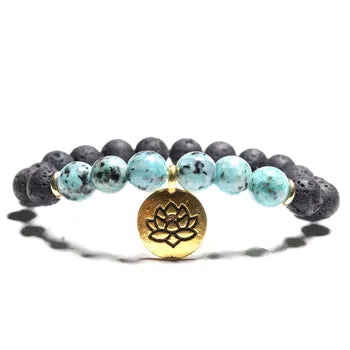 MOON GIRL 7 Styles Lotus Lava Stone Chakra Men Bracelet Vintage Boho Yoga Meditation Charm Bracelets for Women Drop Shipping