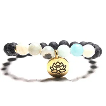 MOON GIRL 7 Styles Lotus Lava Stone Chakra Men Bracelet Vintage Boho Yoga Meditation Charm Bracelets for Women Drop Shipping