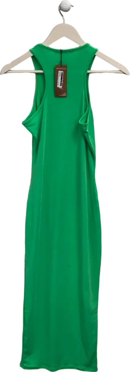 Nasty Gal Green Recycled Racer Neck Midi Dress UK 8