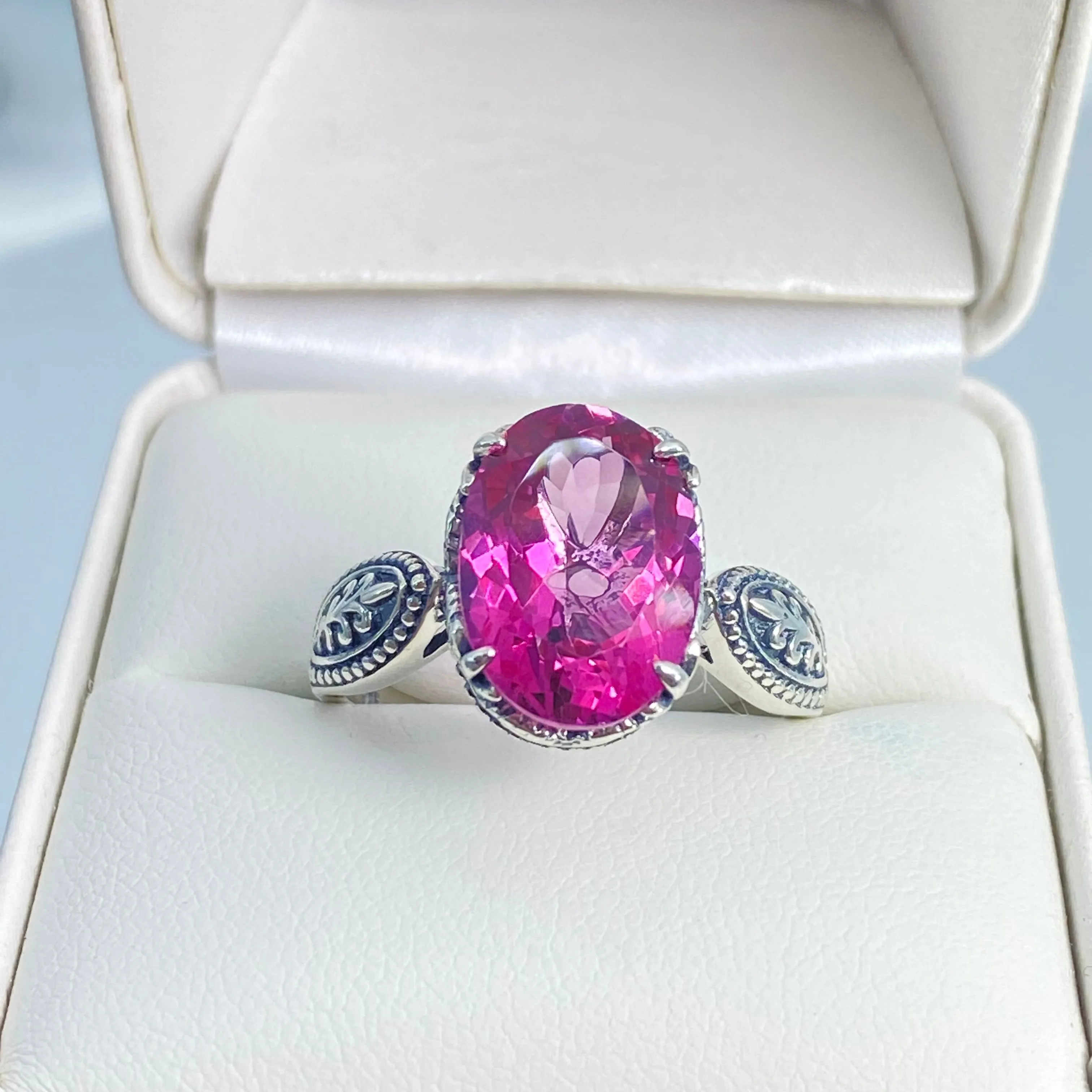 Natural Pink Topaz Ring, Size 7, Dragon Filigree, Gothic Jewelry #D133 - Ready to Ship