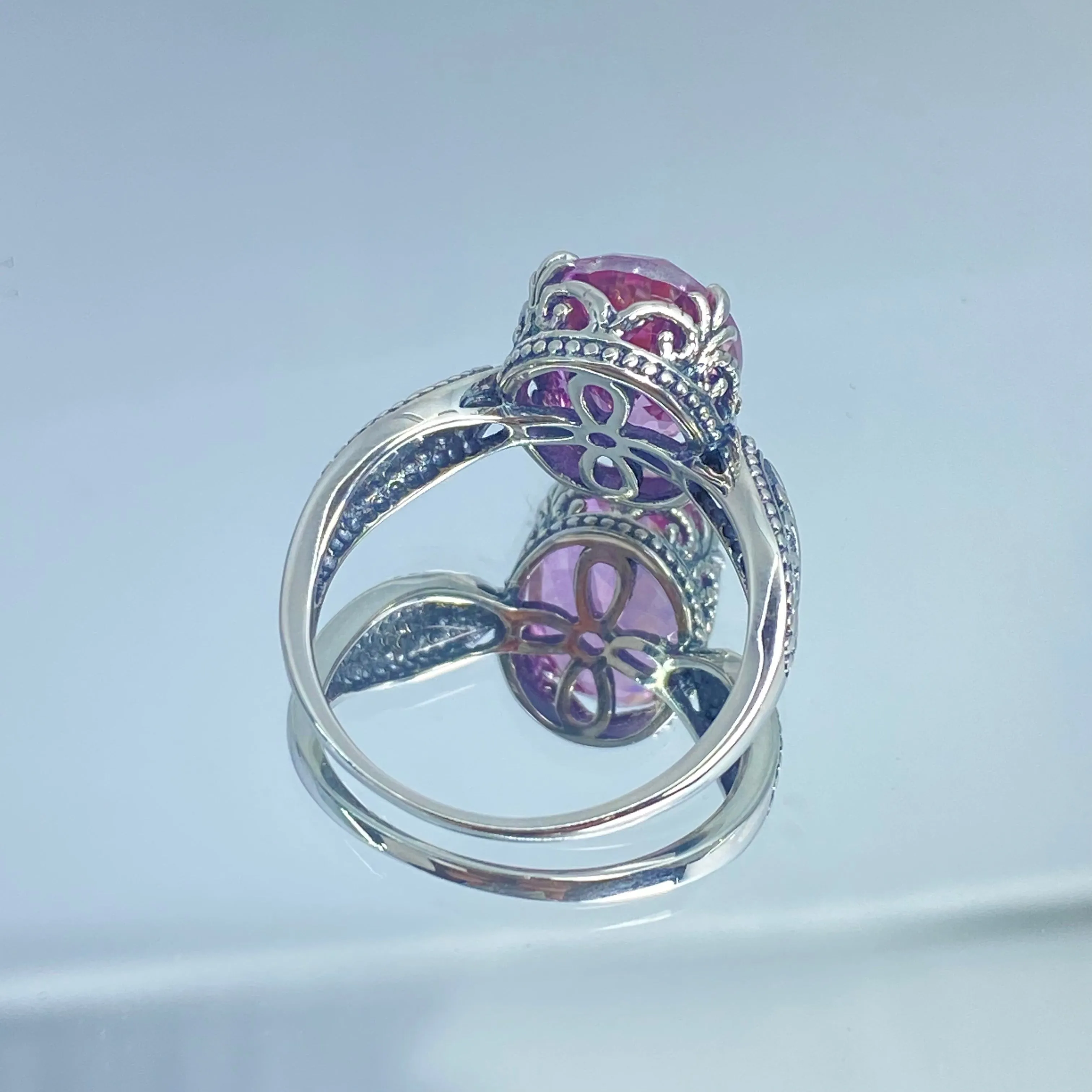 Natural Pink Topaz Ring, Size 7, Dragon Filigree, Gothic Jewelry #D133 - Ready to Ship