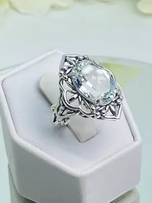 Natural White Topaz Ring, Size 6, Gothic Filigree Ring - Vintage Style Ring D98 - Ready to Ship