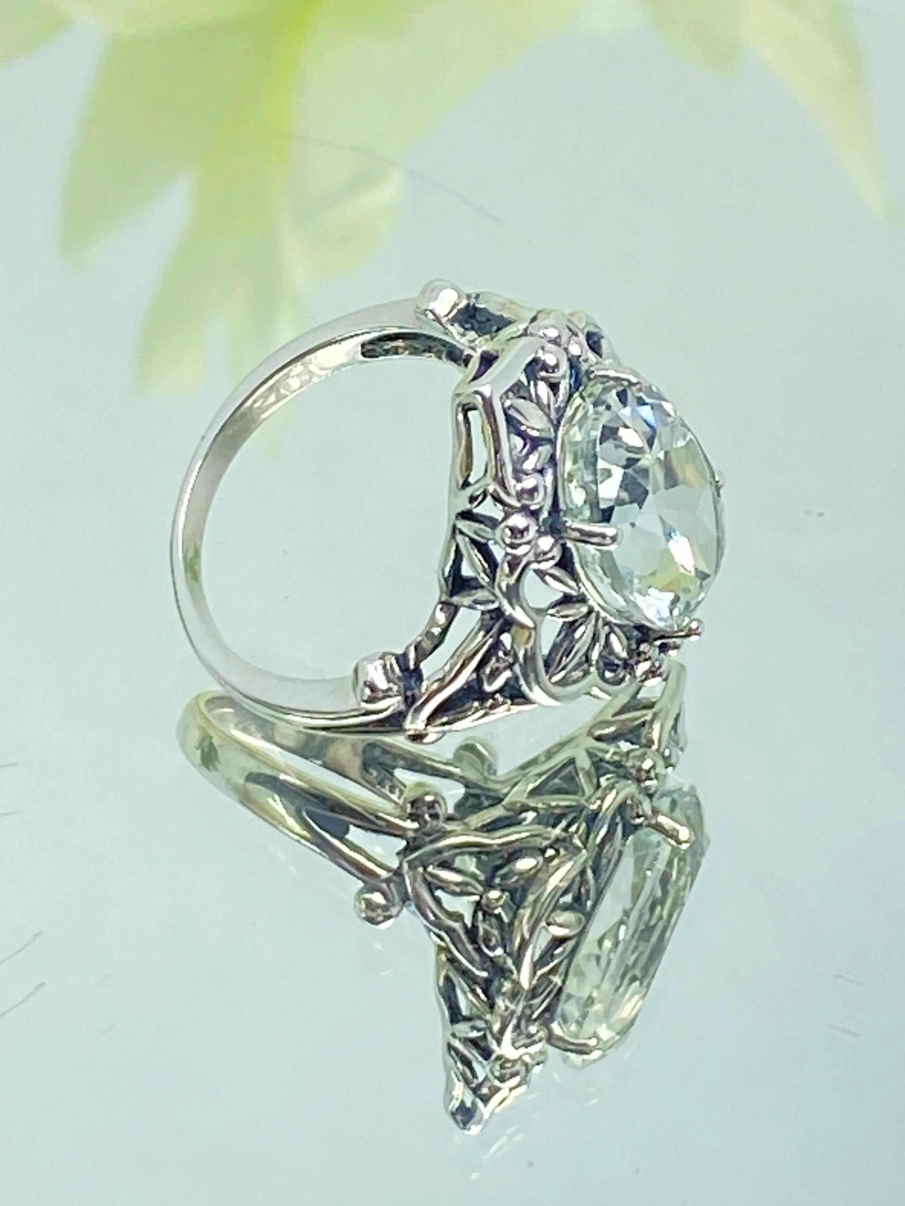 Natural White Topaz Ring, Size 6, Gothic Filigree Ring - Vintage Style Ring D98 - Ready to Ship