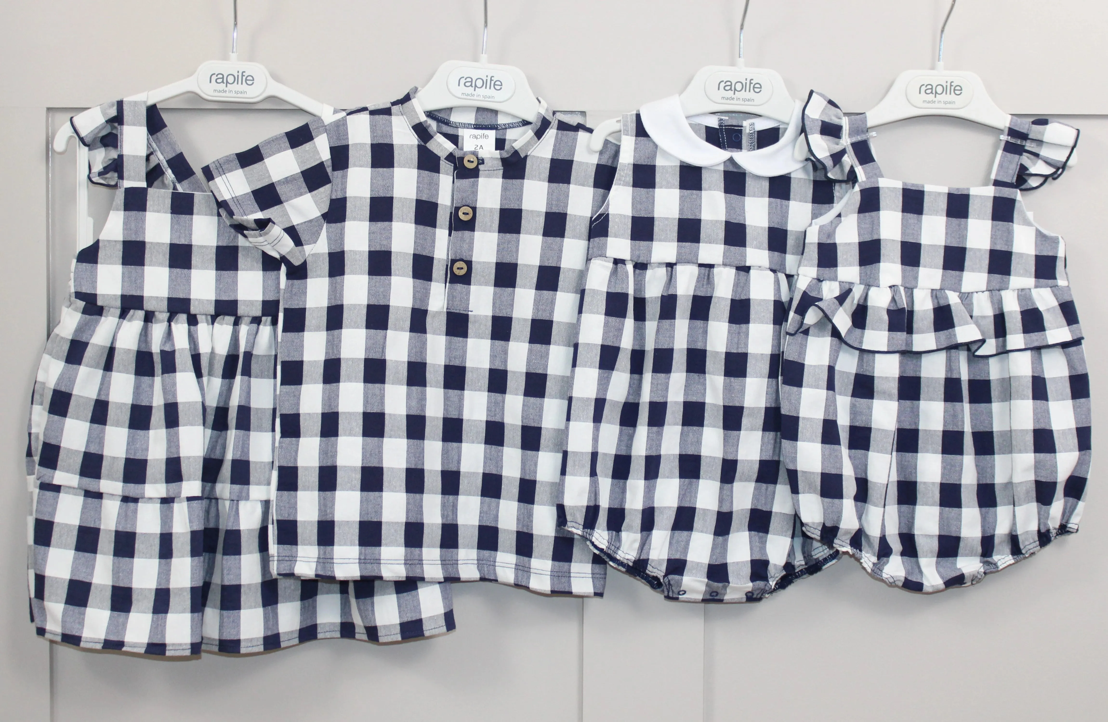 Navy Check Collared Romper