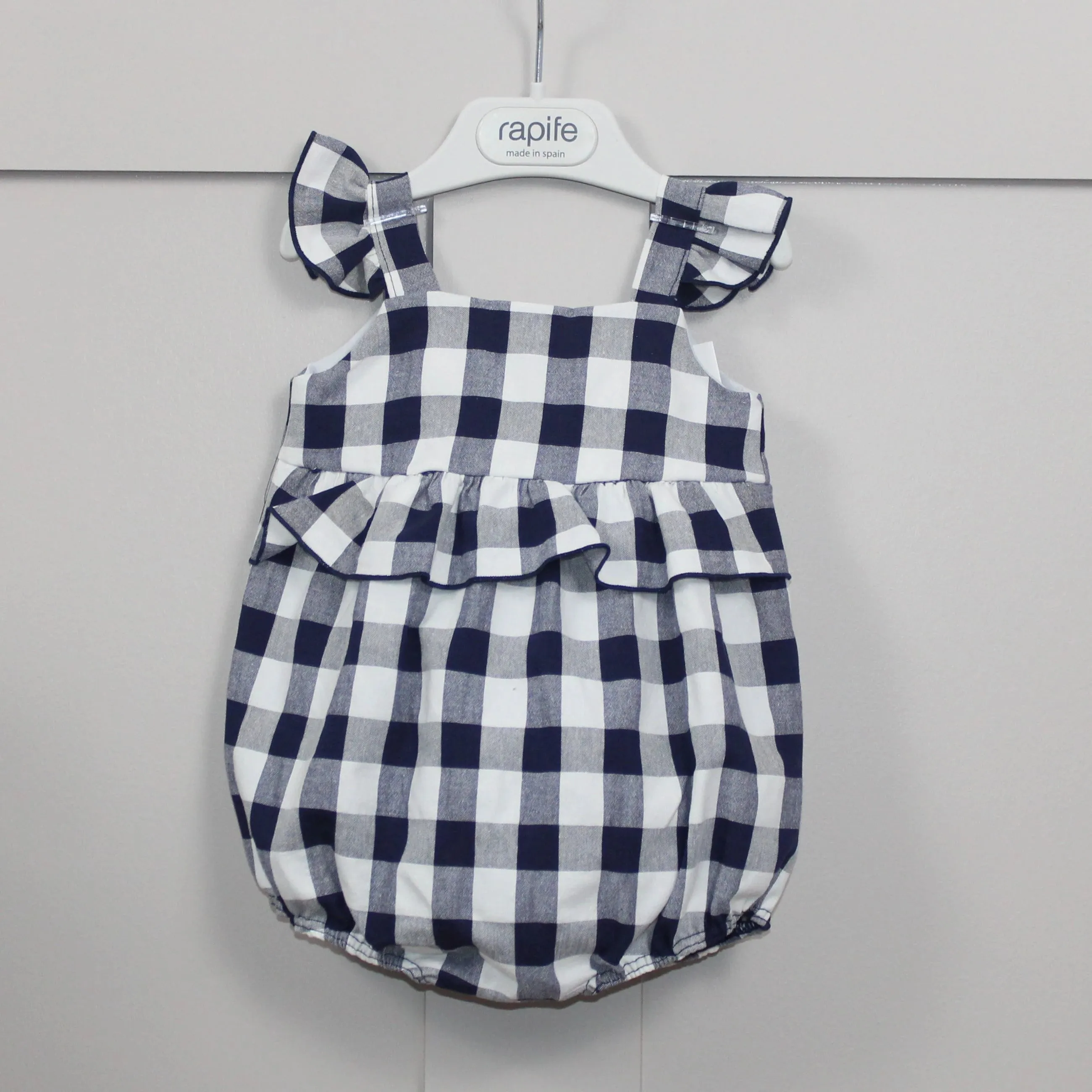 Navy Check Romper