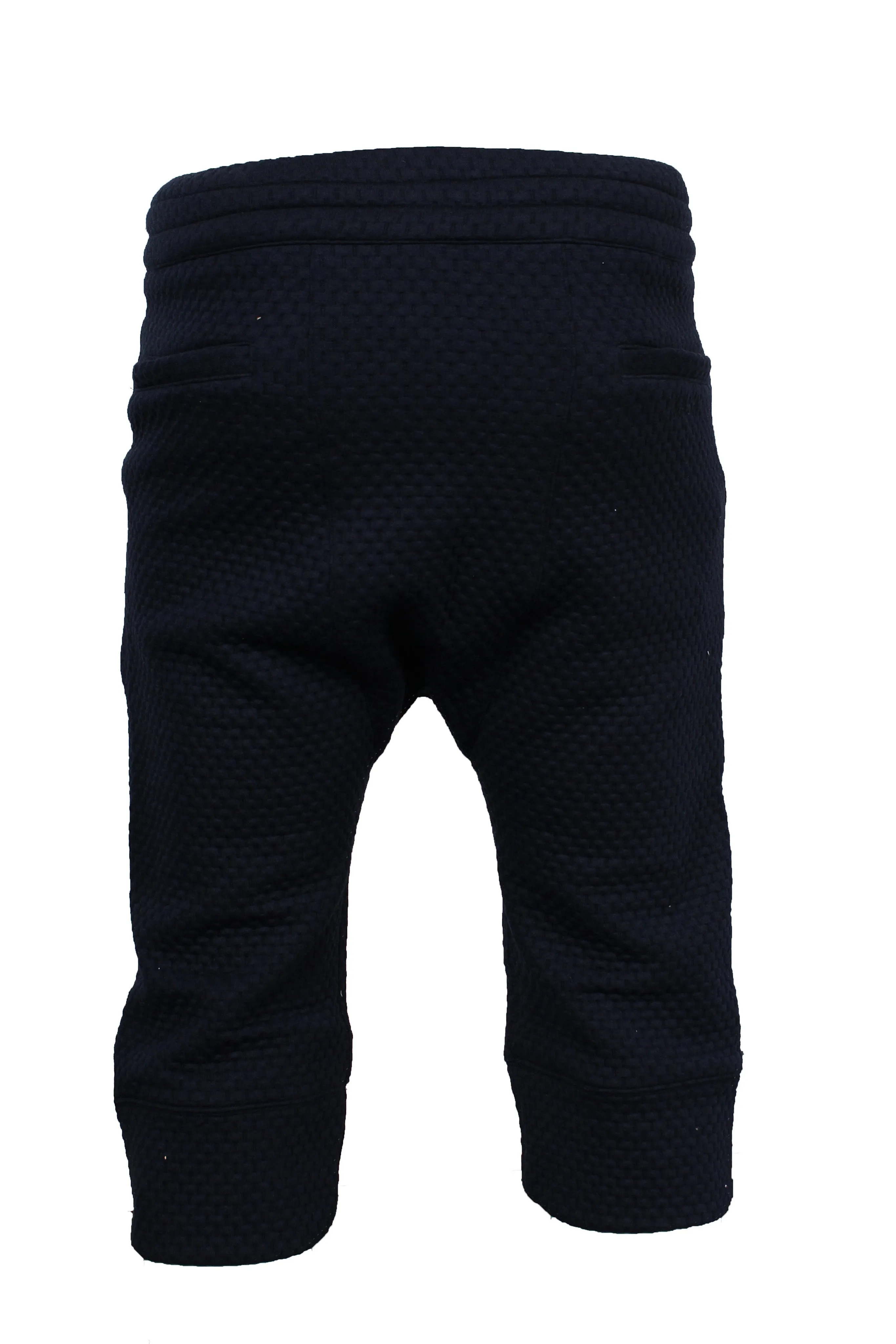 Navy Textured Elongated Shorts