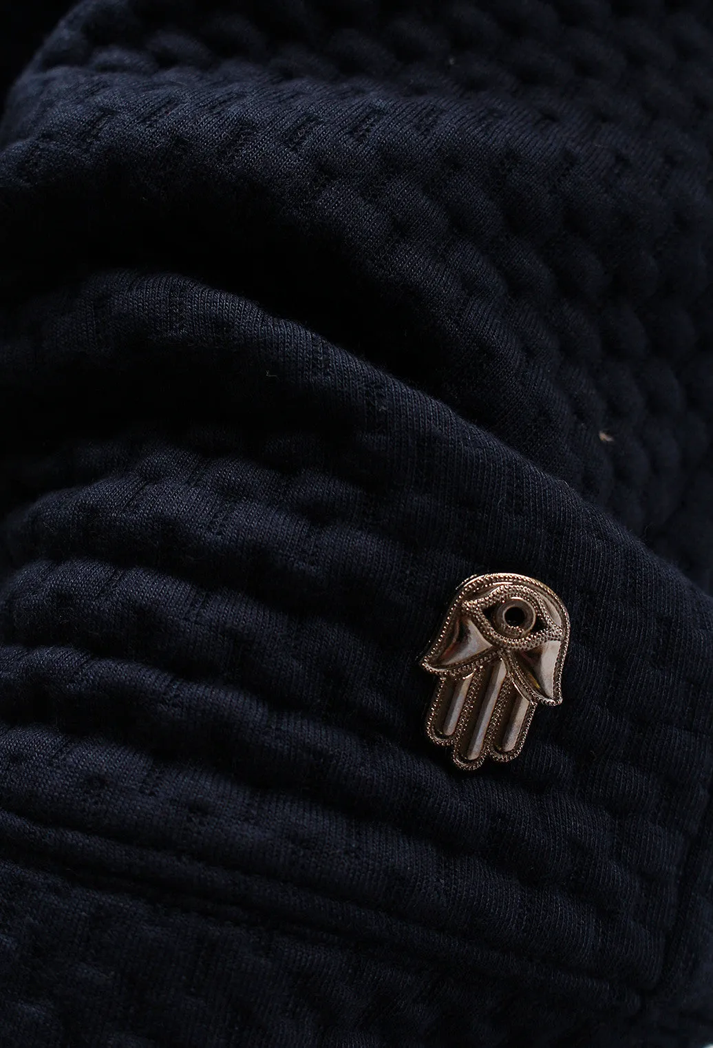 Navy Textured Elongated Shorts