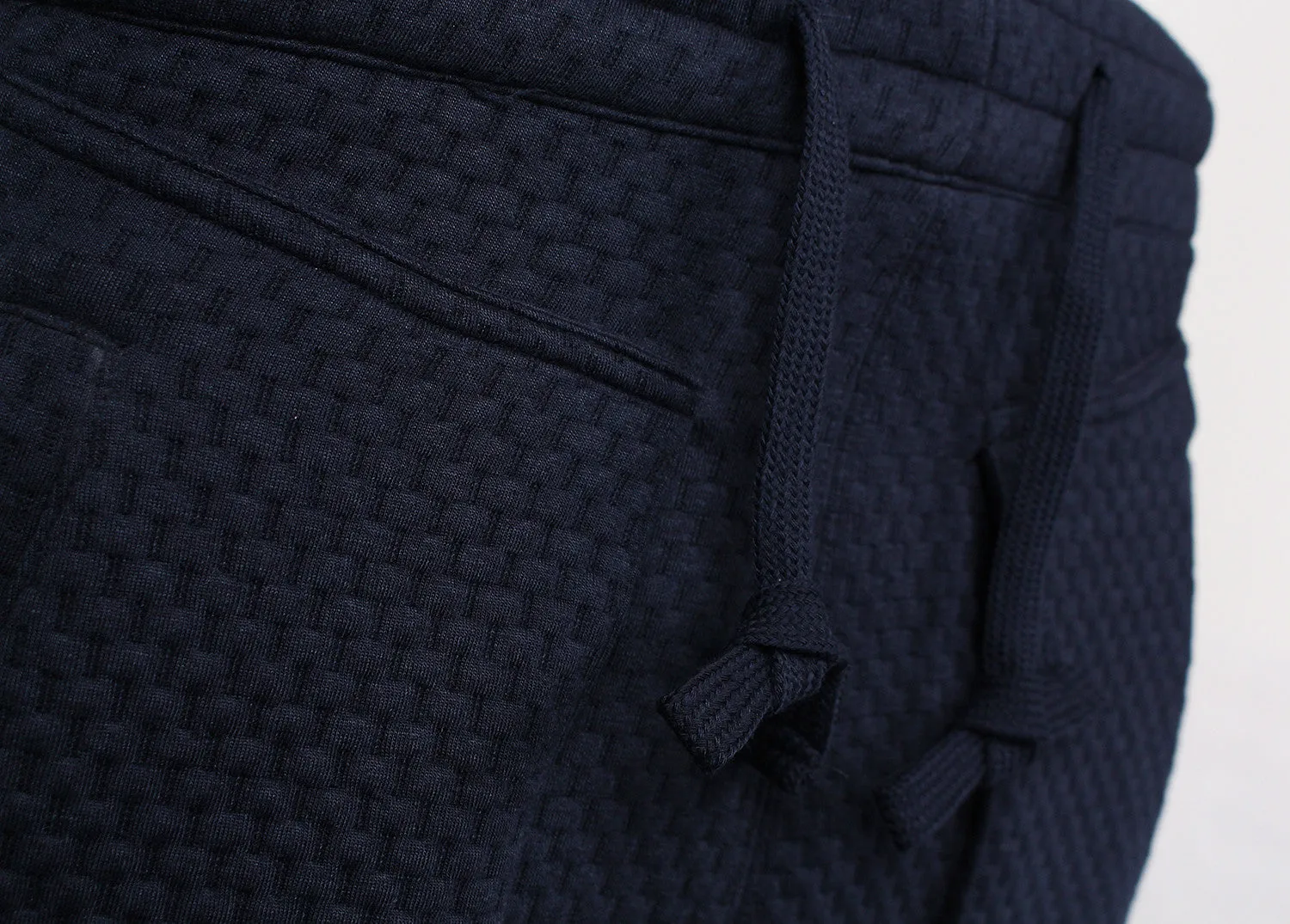 Navy Textured Elongated Shorts