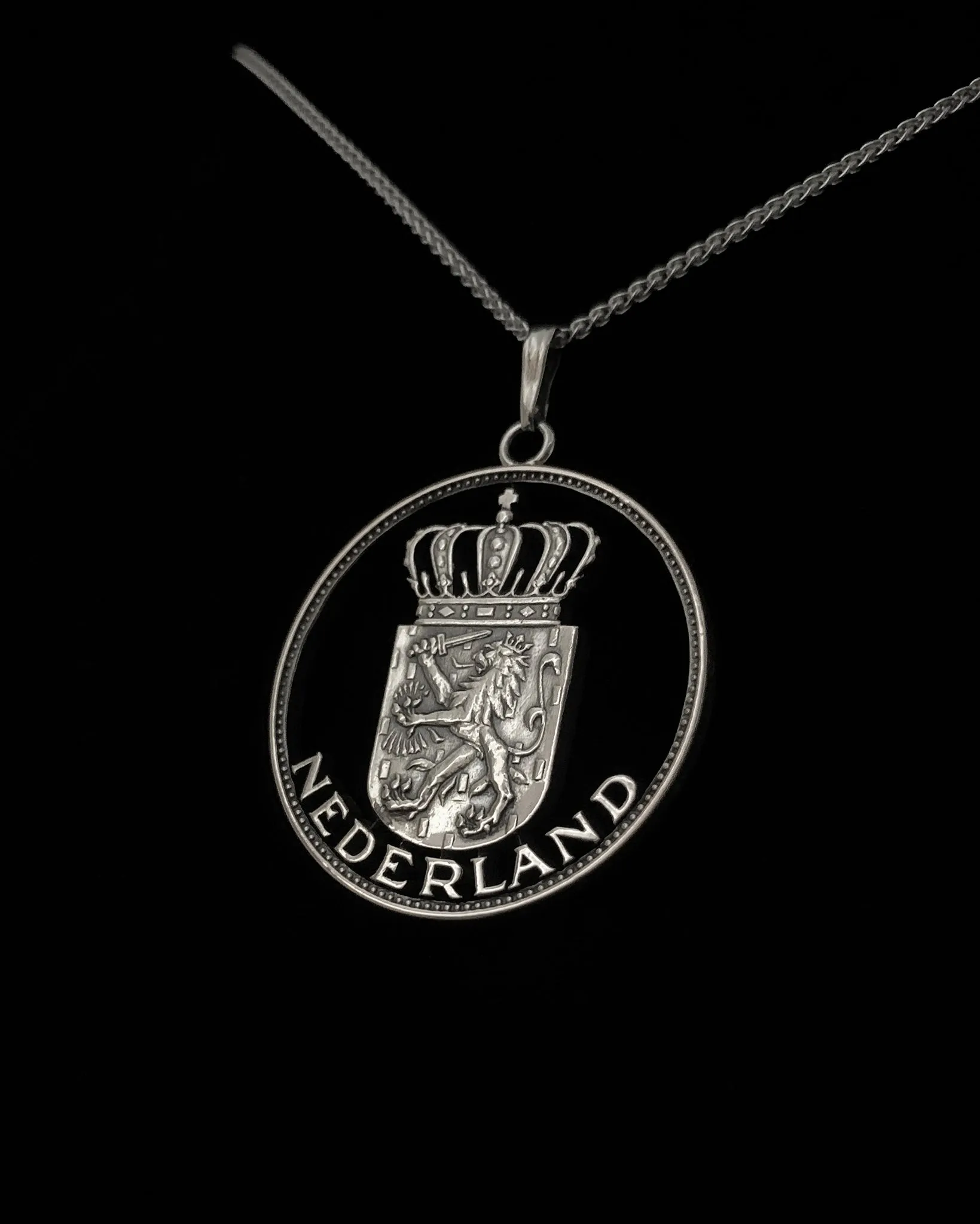 Netherlands - Silver Cut Coin Pendant with Coat of Arms