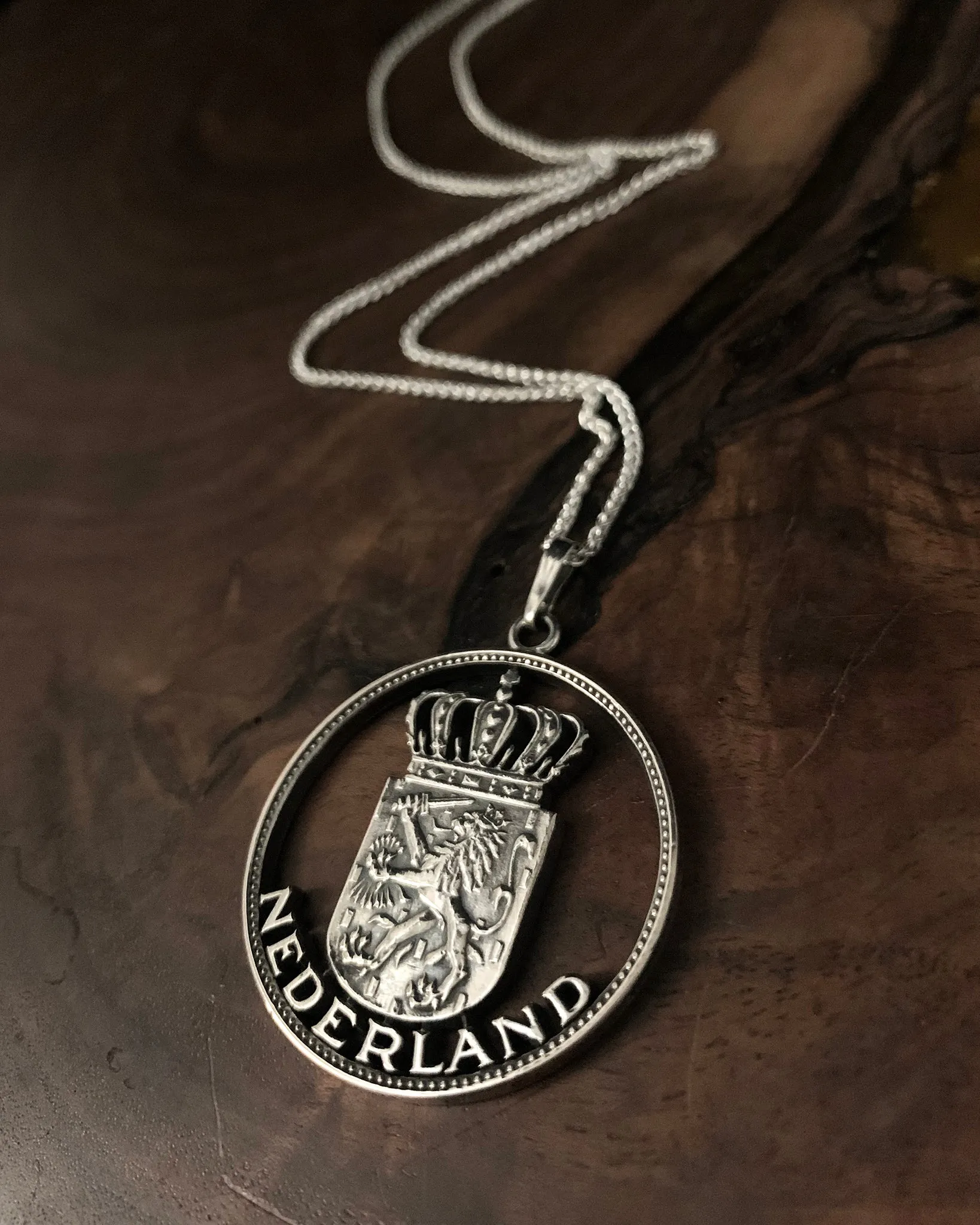 Netherlands - Silver Cut Coin Pendant with Coat of Arms