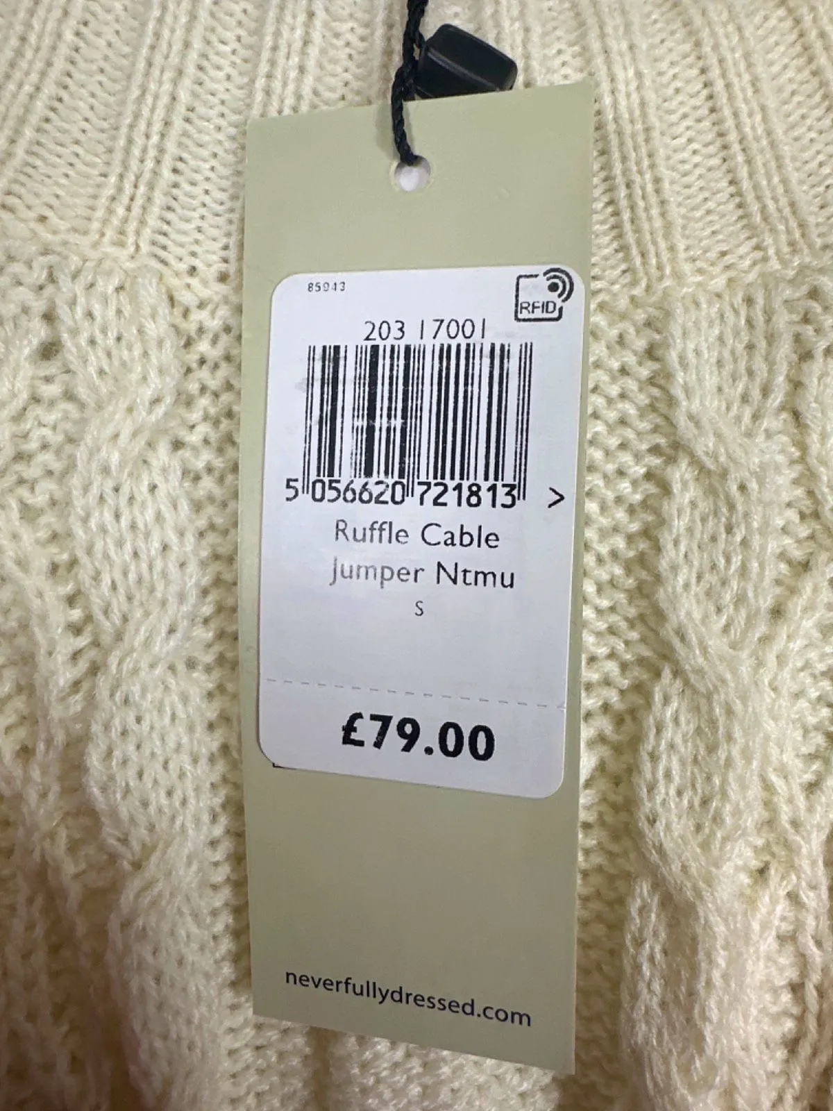 Never Fully Dressed Cream/ Pink Ruffle Cable Jumper  UK S