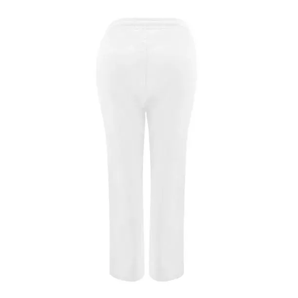 NEW Women's Linen Pants Casual Solid Drawstring Loose Elastic Waist Straight Pants Beach Pant Trousers with Pockets A1, White, Sz 2XL