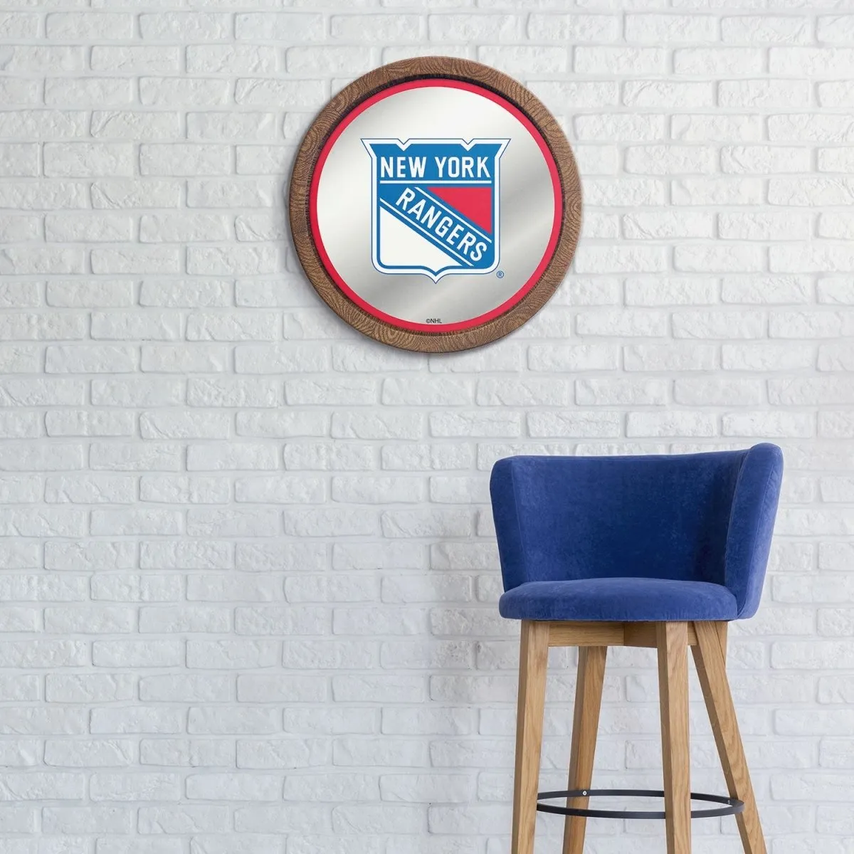 New York Rangers: Mirrored Barrel Top Wall Sign