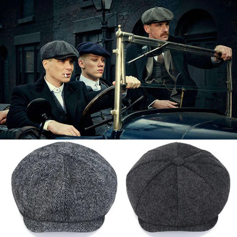 Newsboy Hats Herringbone Octagon Cap Tommy Shelby Hat