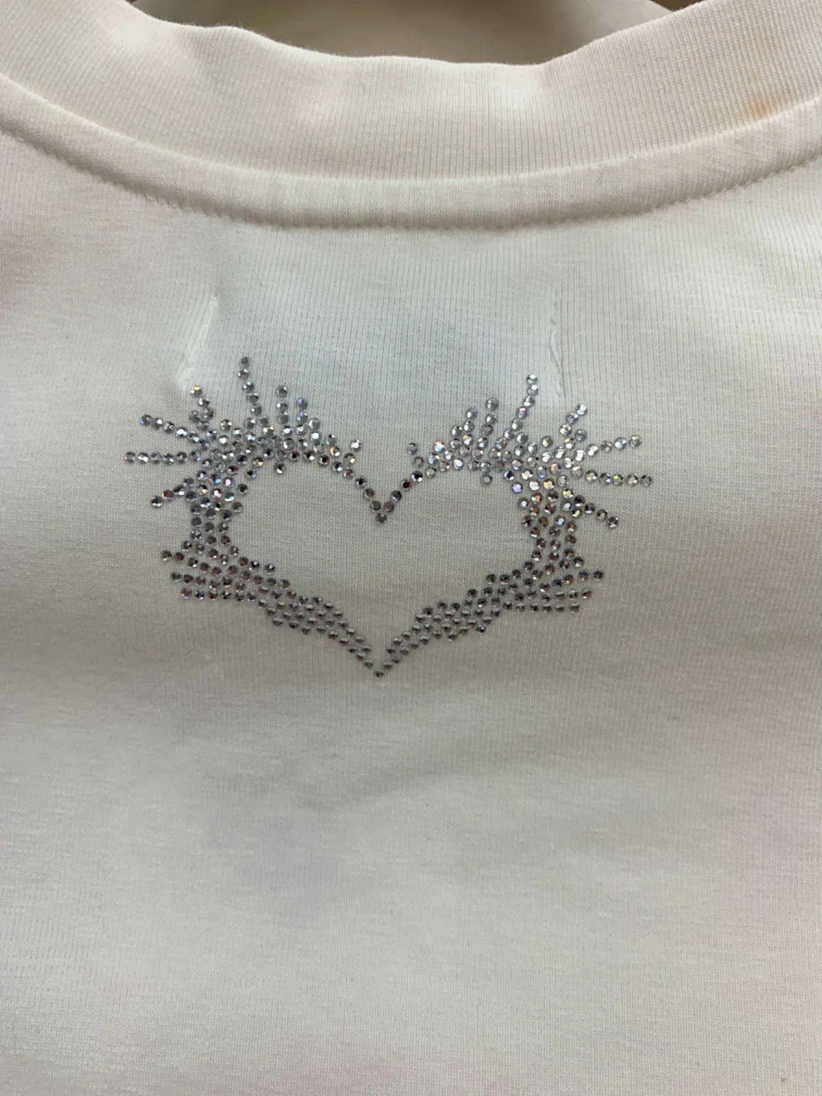 Nila Iliza White Rhinestone Logo T-Shirt UK S