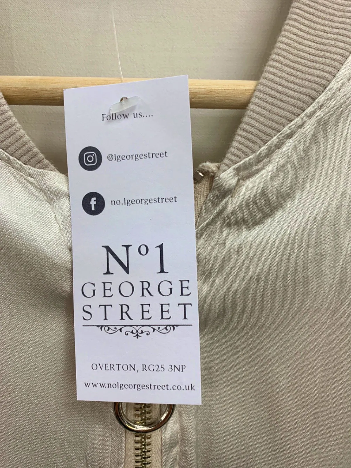 No 1 George Street Beige Bomber Jacket UK M