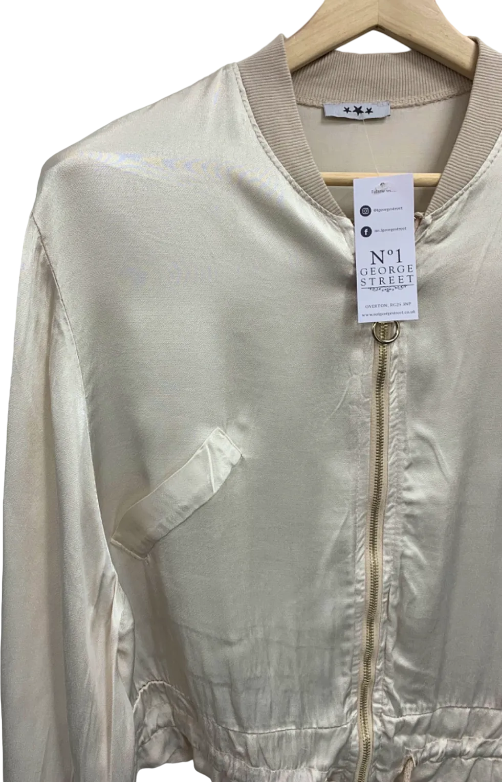 No 1 George Street Beige Bomber Jacket UK M
