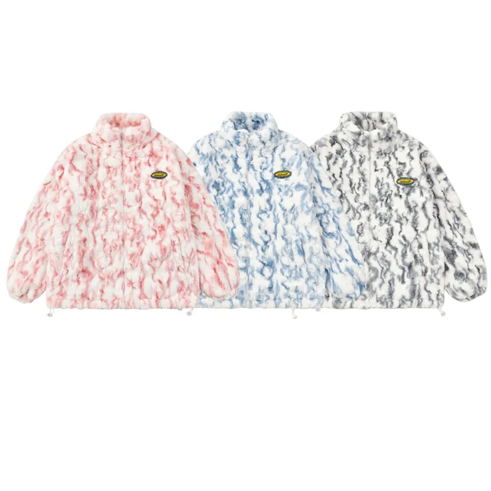 【NOW TREND】Solid Tie-Dyed Sherpa Coat