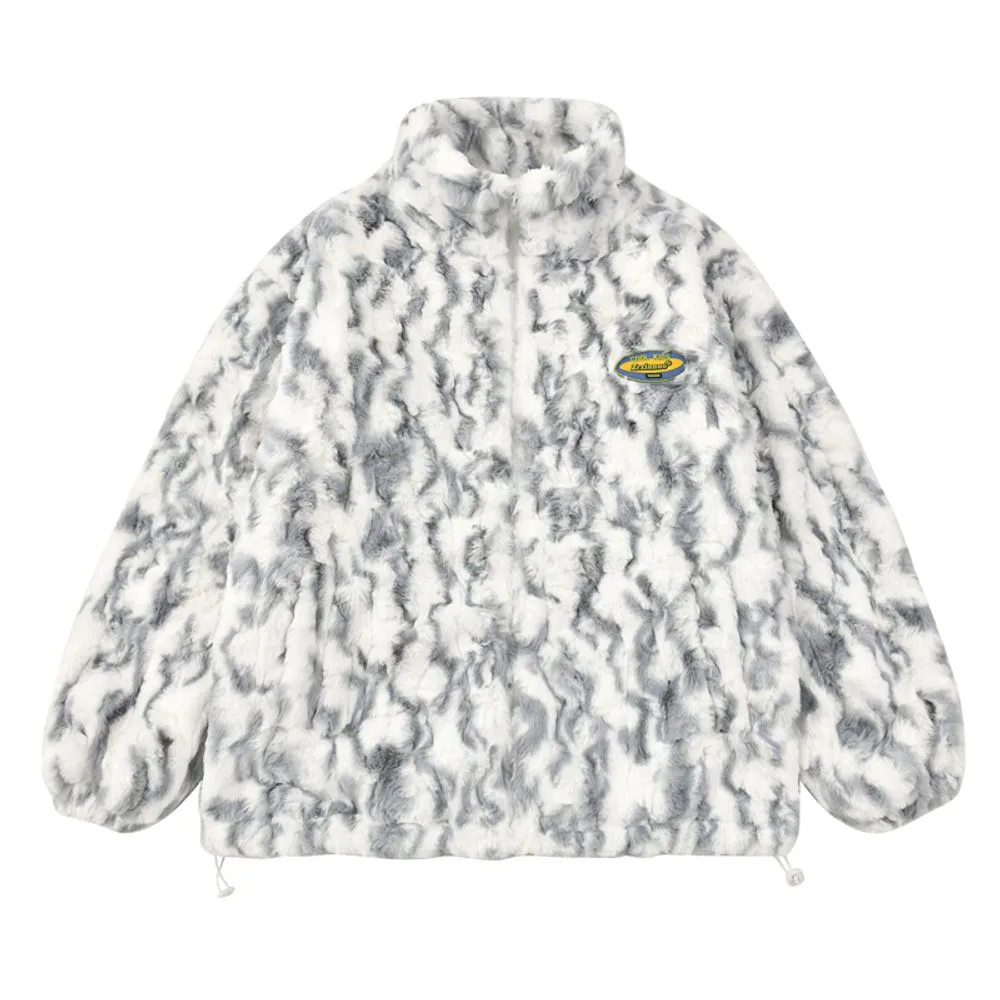 【NOW TREND】Solid Tie-Dyed Sherpa Coat