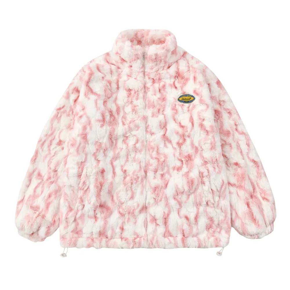 【NOW TREND】Solid Tie-Dyed Sherpa Coat