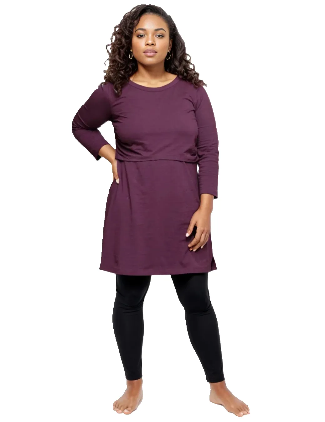 Nursing tunic dress in Plum