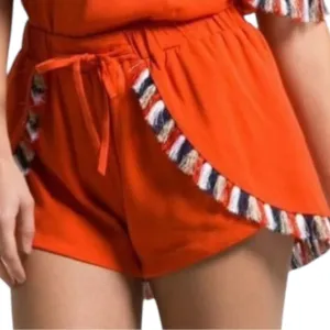 NWT Anthropologie Orange Fringe Trim Shorts