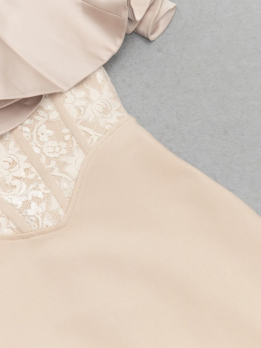 Off Shoulder Sleeveless Ruffle Midi Bandage Dress HB100210