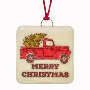 Old Red Truck Christmas Ornament - Hand Painted