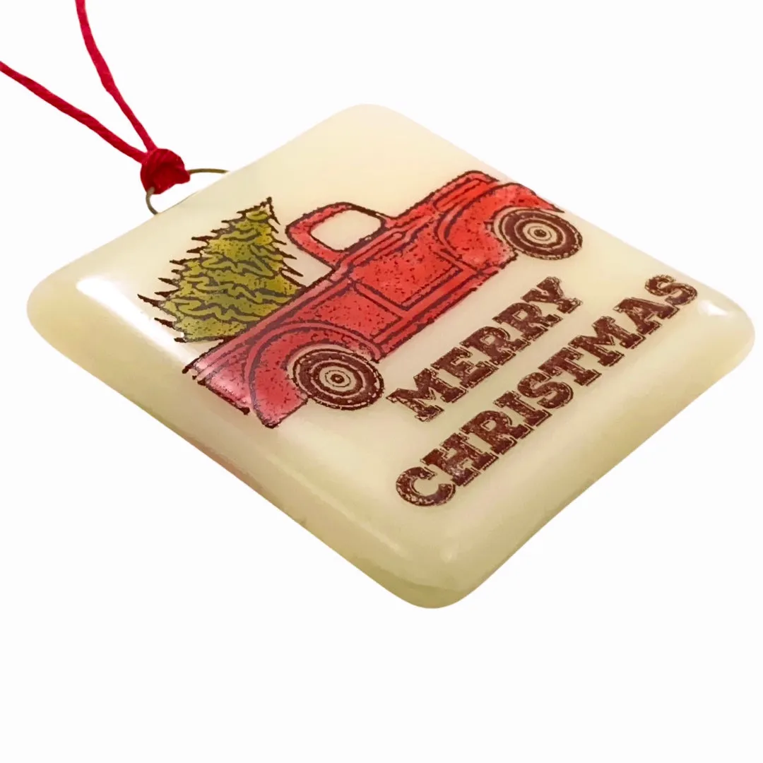 Old Red Truck Christmas Ornament - Hand Painted