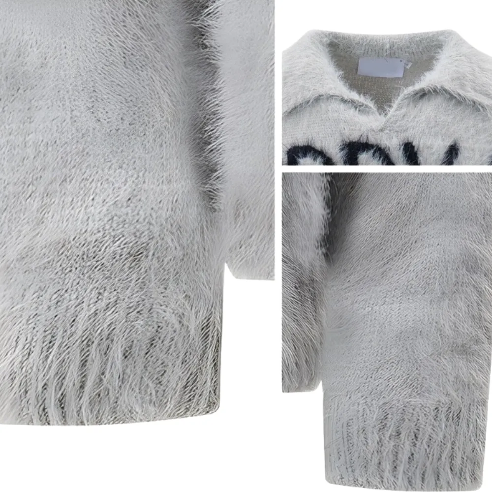 OOC' Vintage Contrast Faux Mink Lettering Sweater
