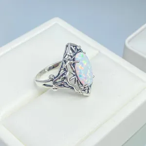 Opal Ring, Size 6, Gothic Filigree Ring - Vintage Style Ring D98 - Ready to Ship