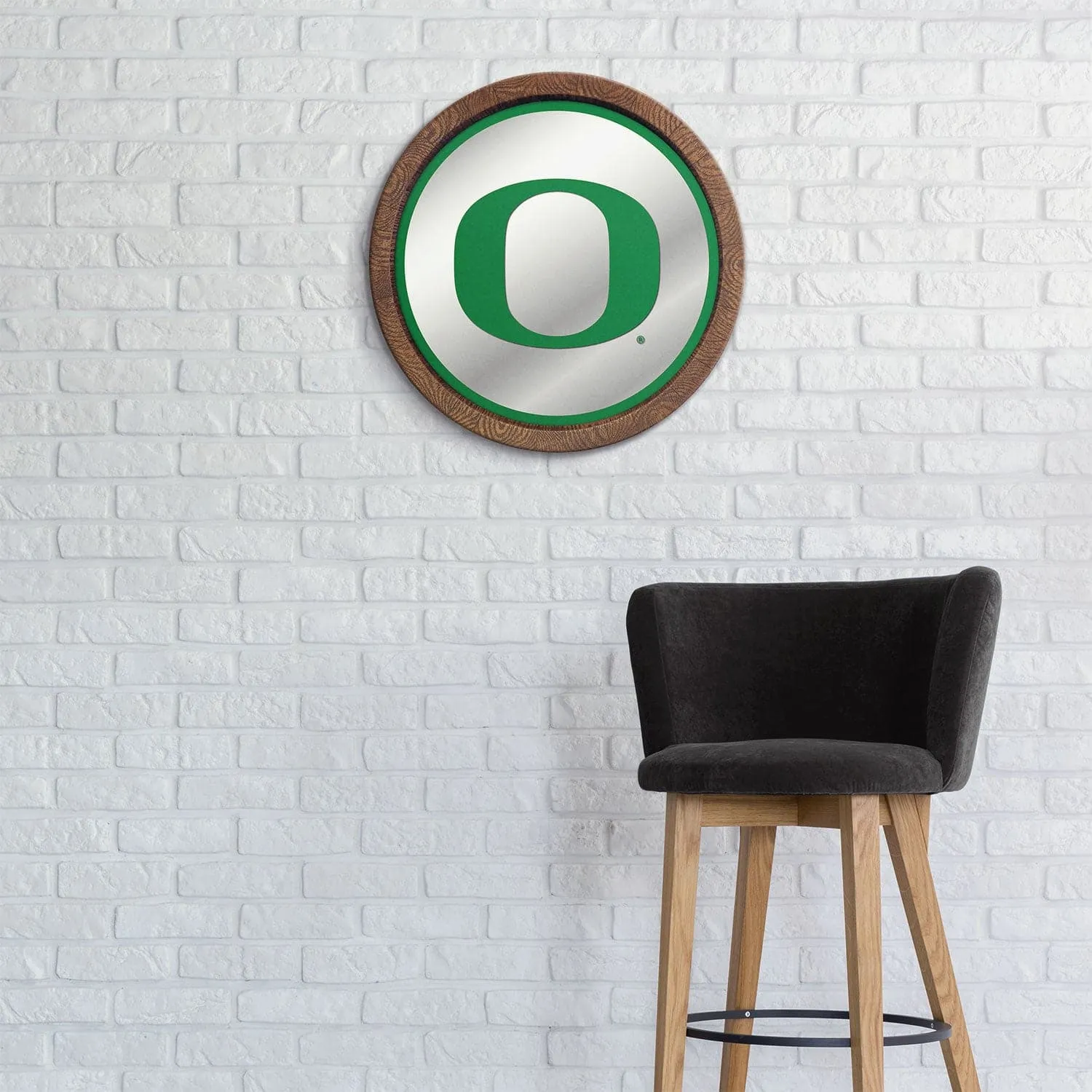 Oregon Ducks: "Faux" Barrel Top Mirrored Wall Sign