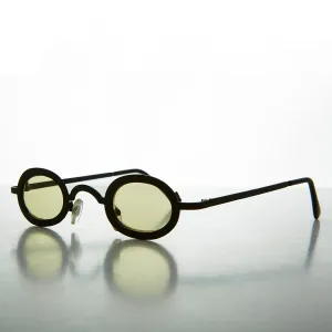 Oval Micro Vintage Sunglasses with Tinted Lenses - Desert