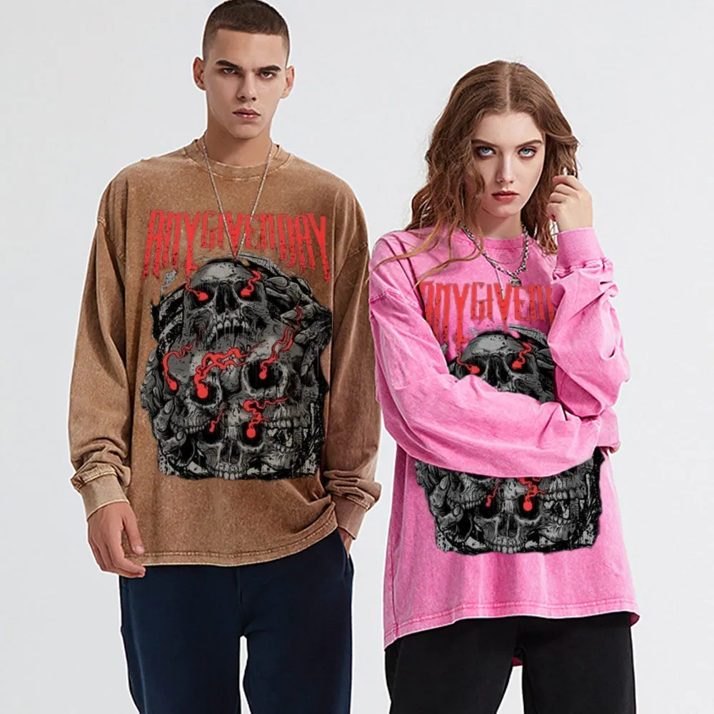 Oversized Vintage Washed Gothic Grunge Graphic Sweatshirt